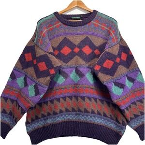 Gaeltarra Ireland 100% Pure Wool Knit Pullover Sweater Warm Fair Isle Size 44